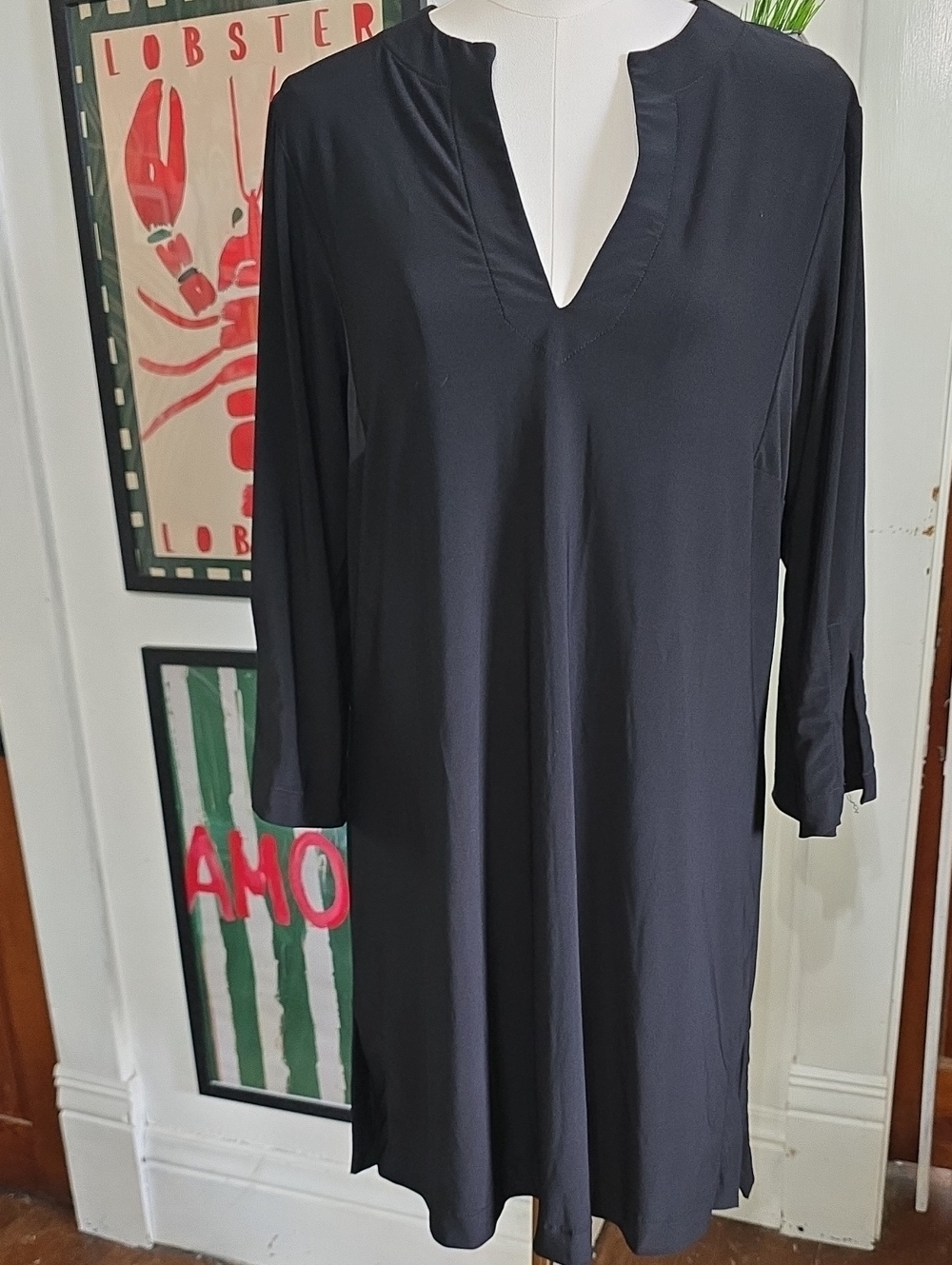 Miraclesuit Black V-Neck Long Sleeve Swim Coverup